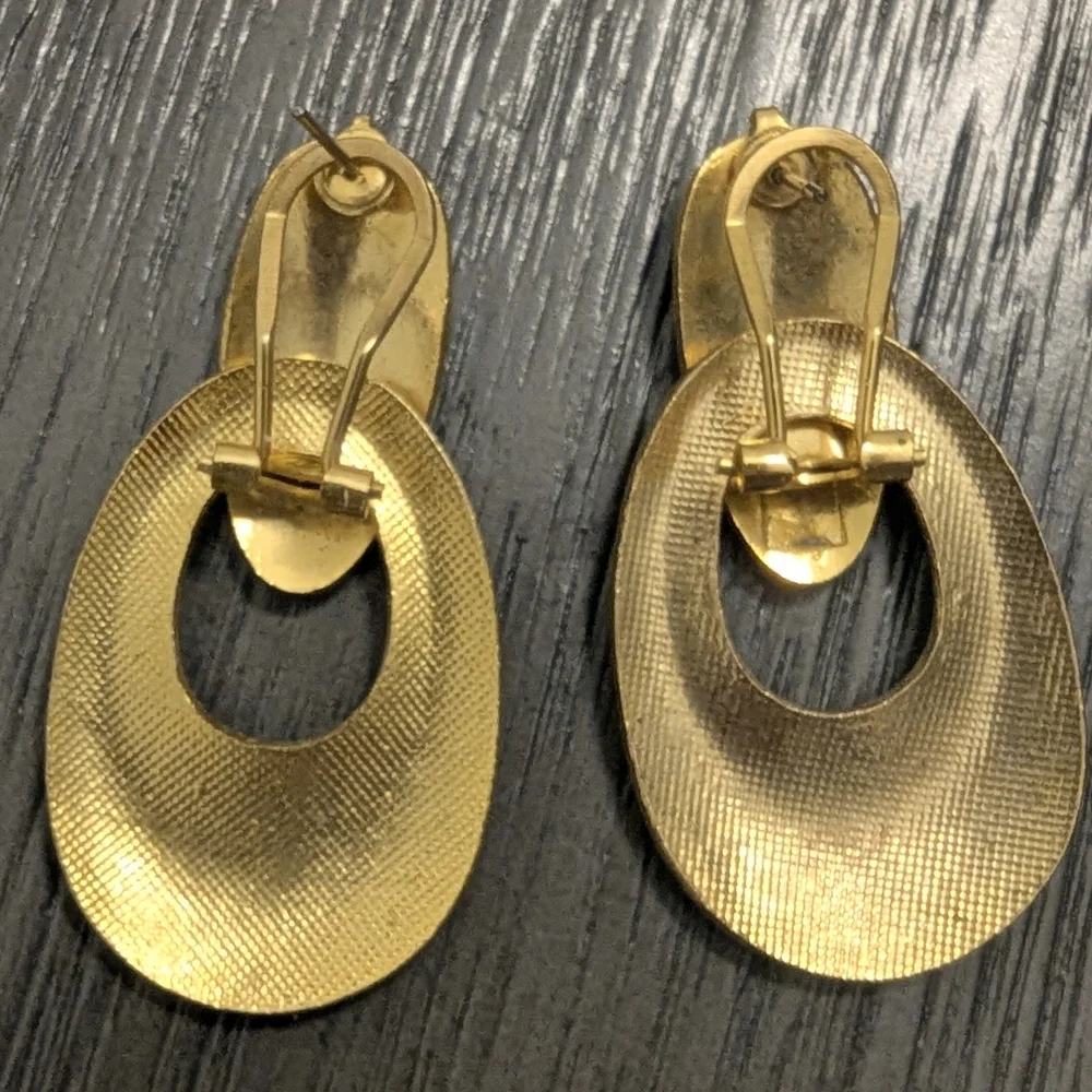 🐦 Vintage Cloisonné Enamel Crane Statement Earrings | 1970s Asian Motif - Picture 3 of 6